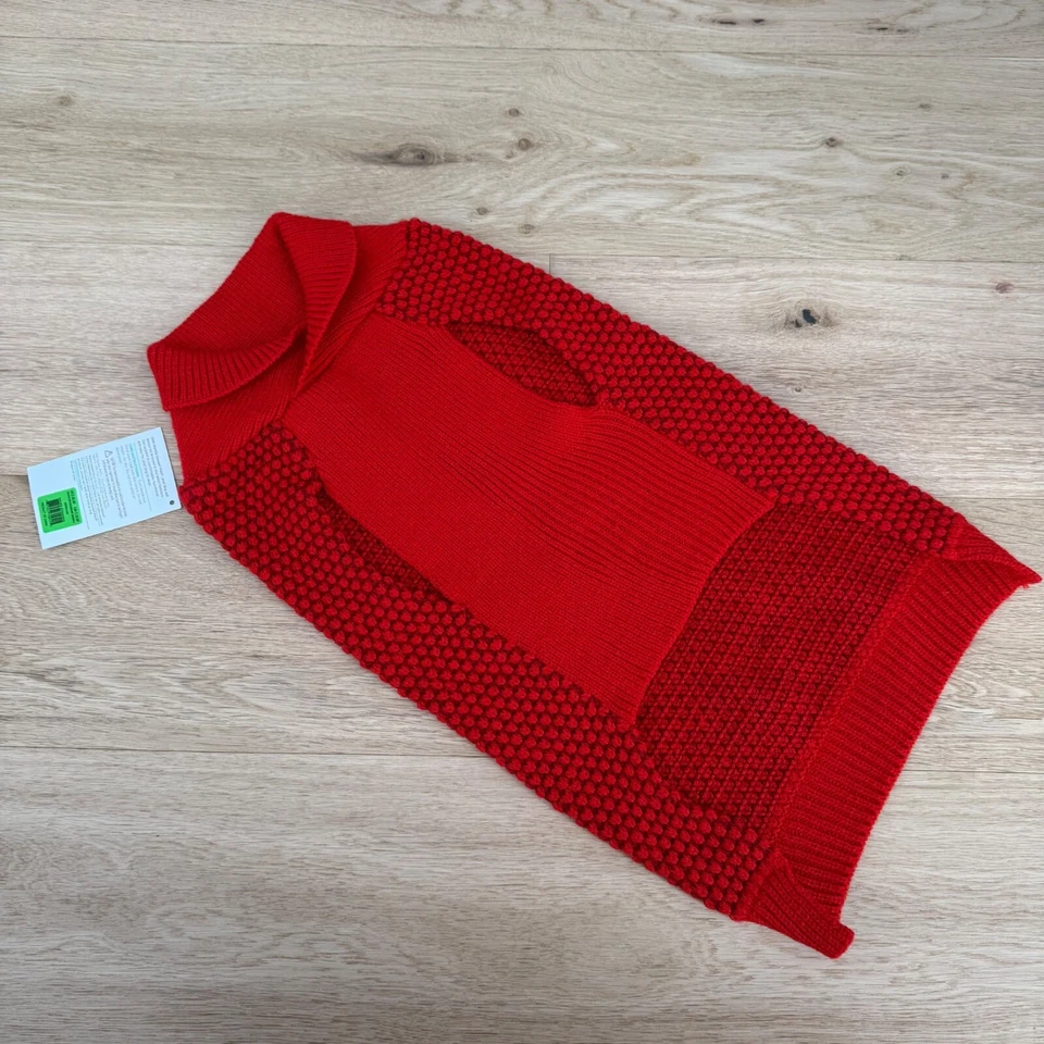 Martha Stewart Popcorn Waffle Knit Dog Sweater Size L Red Collar Pullover NEW - Image 2 of 4