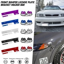 Car Jdm Metal Front Bumper License Plate Relocator Bracket Bar Release Fasteners