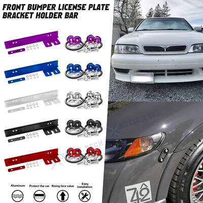 Jdm License Plate Bracket JDM Universal License Plate Relocator Bracket - Black ABS Front Bumper Holder Bar Front License Plate Bracket Toyota