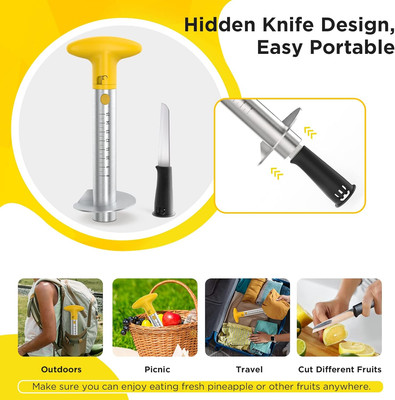 Pineapple Cutter with Knife, [Upgraded, Electric & Manual] Durable Pineapple ...