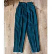 Vintage Houndstooth checkered 100 Wool High Waisted Straight Leg Trousers Sz 4