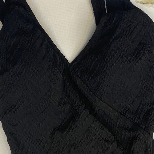 Gottex Swimsuit One-piece Woman's 10 Full Coverage Jazz Black Textured V-Neck - Picture 5 of 10