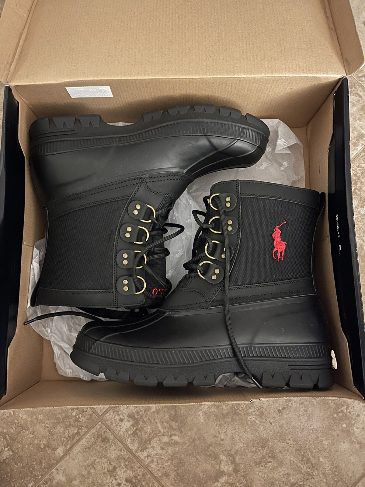 polo duck boots black