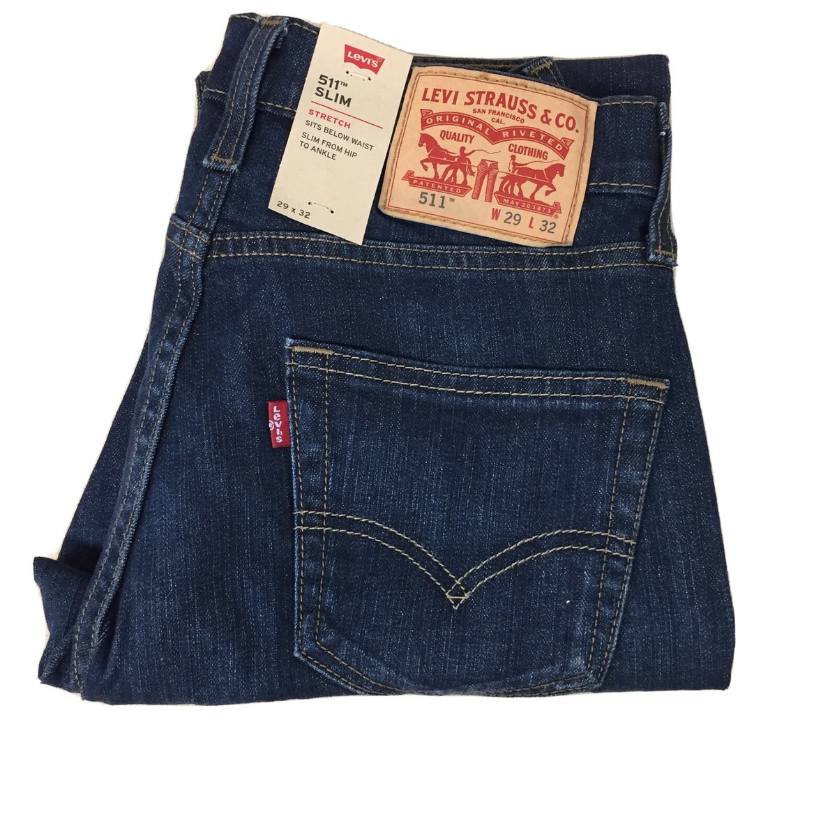 Levi's 511 Slim Stretch Blue Denim Jeans Men's 29x32 New Levi's 511 Slim Stretch Blue Denim Jeans Men's 29x32 New