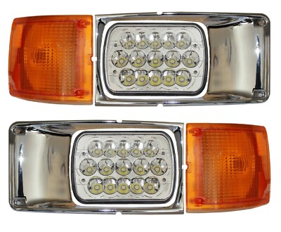 1996 1997 1998 International 4300 4700 4900 New Signal LED Chrome Headlight PAIR