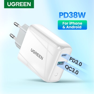 38W USB Type-C Fast Charger for iPhone 14, Samsung, PD 4.0, QC 4.0