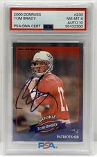 Tom Brady Signed 2000 Donruss Rookie Card #/d 1325 NM/MT 8 Gem 10 Auto PSA/DNA 