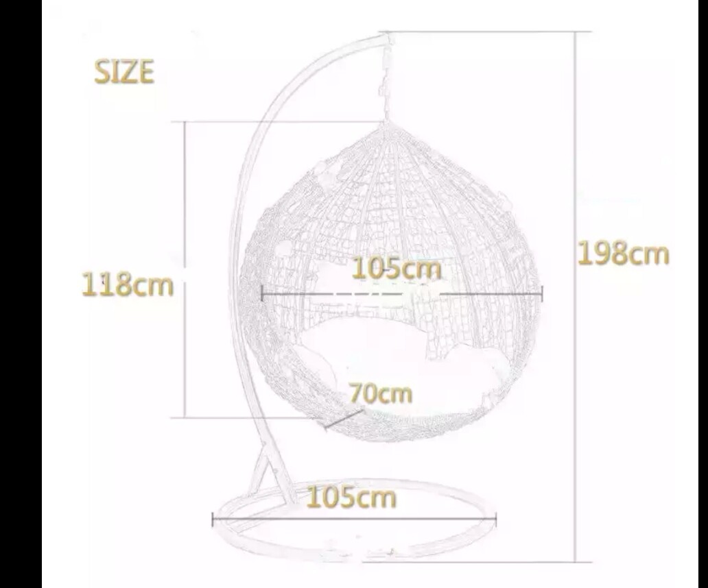 Hanging Rattan Swing Patio Garden Chair Weave Egg w/ Cushion In Outdoor