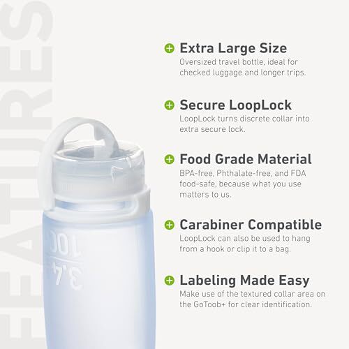 GoToob+ (XL) Refillable Silicone Travel Bottle Locking Lid Food