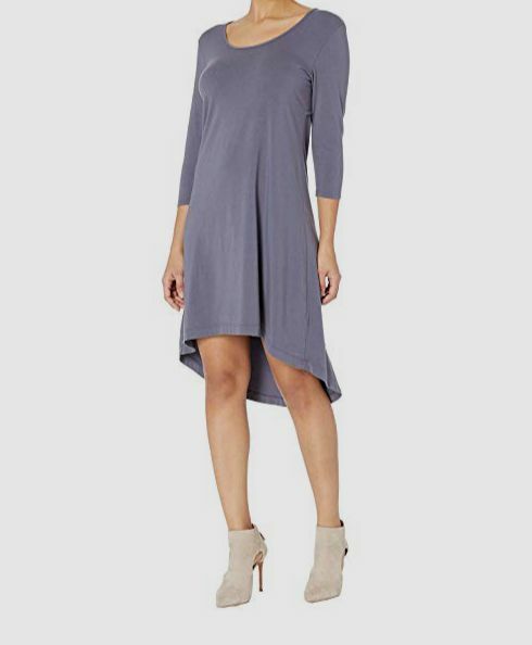 $230 Mod-o-doc Women's Blue 3/4 Sleeve High-Low Jersey Swing Dress Size M