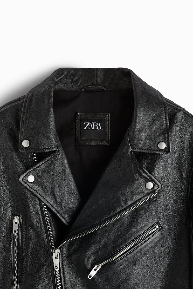 New Zara 100% Leather Biker Jacket 5388/406 Black S New Zara 100% Leather Biker Jacket 5388/406 Black S