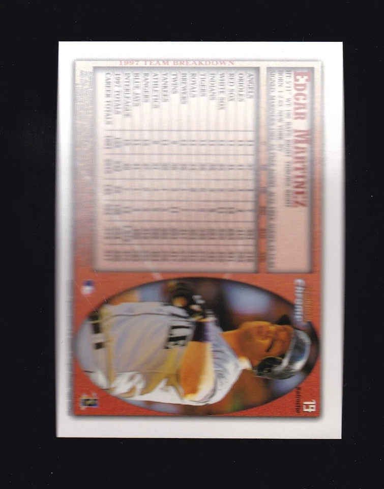 1998 Bowman Chrome Refractor Edgar Martinez #19 Seattle Mariners - Image 2 of 2