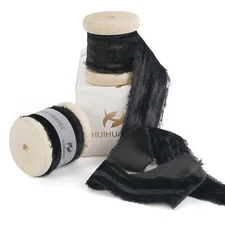 Black Velvet Ribbon 1 inch Frayed Velvet Ribbon Crinkled Silk Velvet Ribbons ...