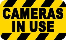 5in x 3in Cameras in Use Vinyl Sticker Car Truck Vehicle Bumper Decal