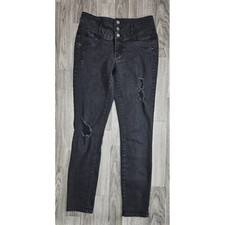 Refuge Womens Size 4 Distressed Skinny Black Denim Jeans