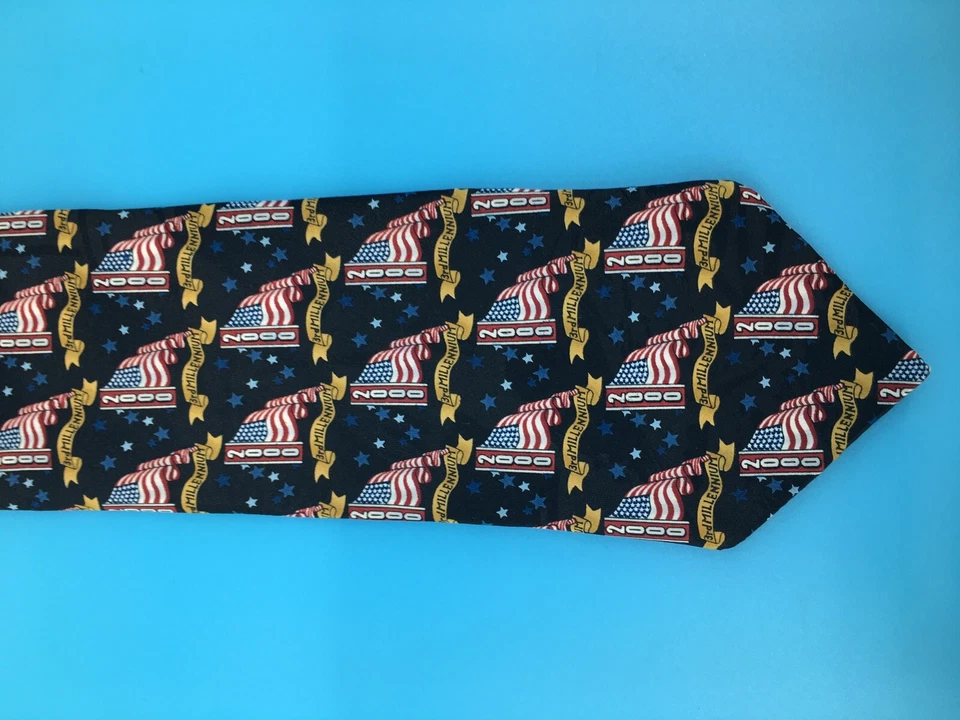 Gravata gravata 3º milênio novidade ano 2000 feliz ano novo bandeiras dos EUA envio rápido - Imagem 3 de 4