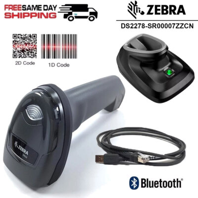 Zebra DS2278-SR00007ZZCN Wireless Bluetooth 1D/2D Barcode Scanner Imager cradle