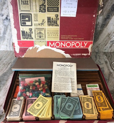 Vintage 1964 Monopoly Game Red Box Large Tray W 2 game boards-RARE-SHIPS N 24HRS - Picture 9 of 12