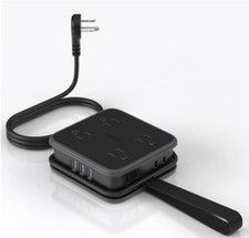 NTONPOWER Flat Plug Power Strip, 5 ft Extension Cord with 8 Widely Outlets and 3