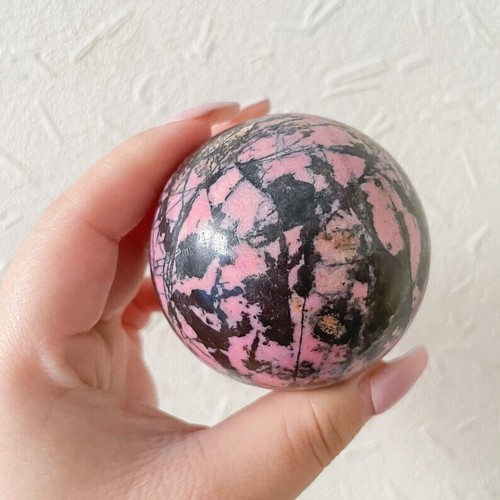 Small 45MM Rhodonite Crystal Stone Rock And Minerals Metaphysical Sphere Ball - Picture 7 of 13