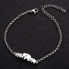 Adjustable Mama Baby Elephant Silver Bracelet Tiny Baby Elephant Bracelet Gift