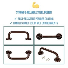 Bathroom Safety Handrail for Elderly Disabled Brown Grab Bar with Fixings Shower