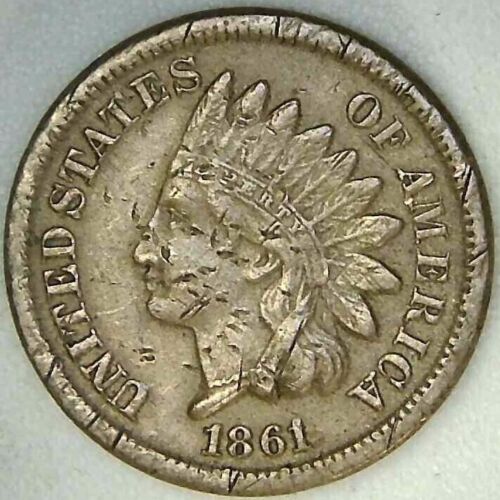 1861-P 1C Indian Head Cent Key Date 22oslh0525 - Zdjęcie 1 z 2