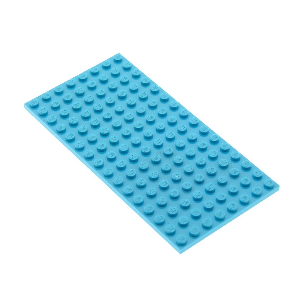 1x LEGO Construction Plate 8x16 Light Azure Blue Sides Buildable Land ninjago
