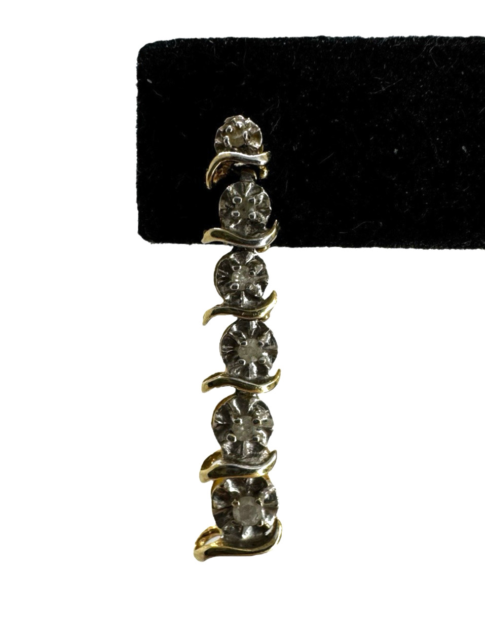 Solid 10K Yellow Gold Diamond Drop Dangle Earrings - image 2