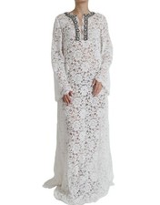 DOLCE & GABBANA Dress White Lace Crystal Embellished Shift T42/US8/M 6820usd