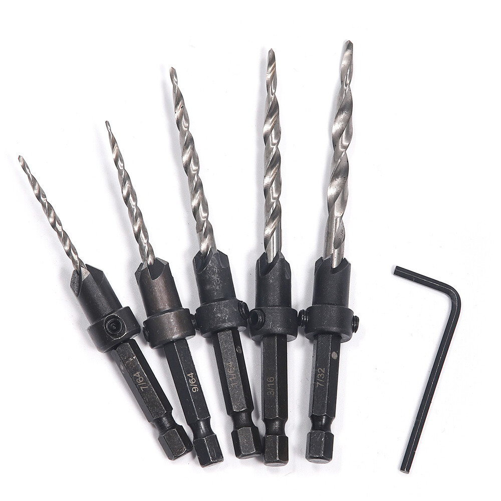 HSS Tapered Drill Countersink Bit Screw Set Wood Pilot Hole Tool MLCS ...