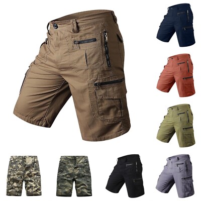 Mens Summer Oversized Casual Cargo Shorts Pants Multi-Pockets