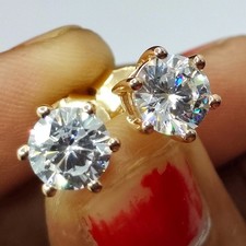 2Ct Round Cut Lab Created Diamond solitaire Stud Earring 14K Yellow Gold Plated