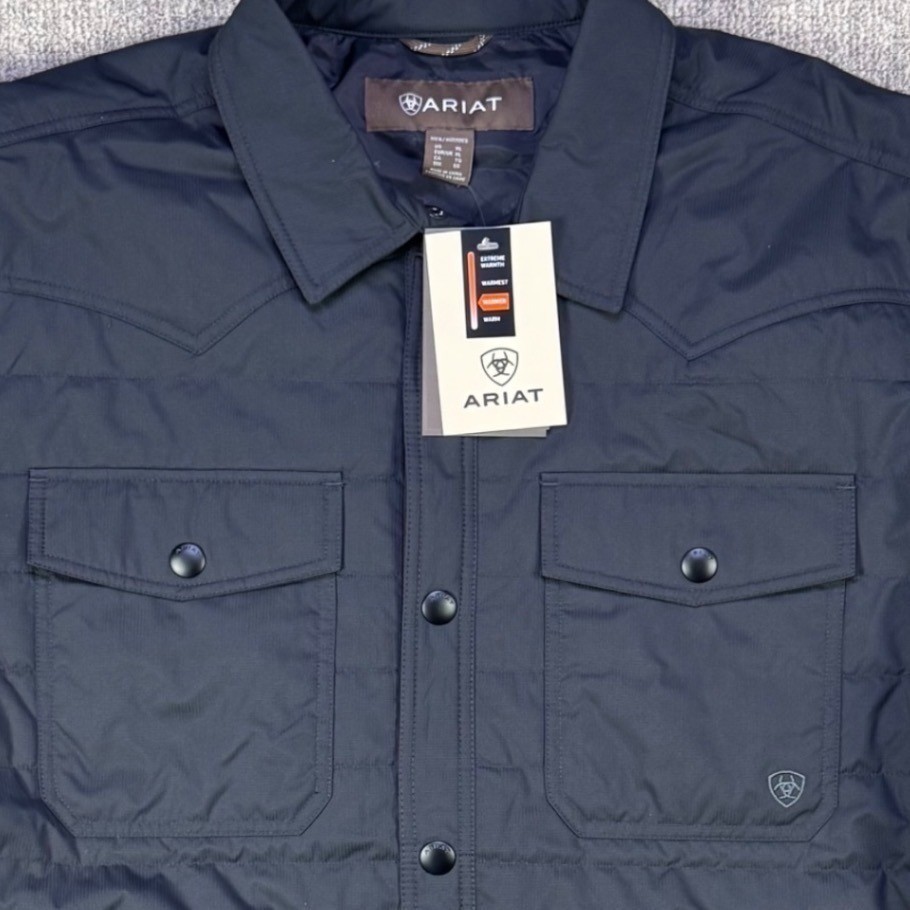 Ariat Mens XL Quilted Shirt Jacket Insulated Phantom Water Repellent Snap Front