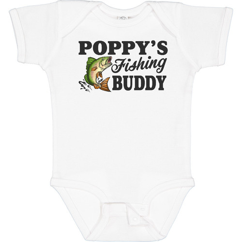 Inktastic Poppy's Fishing Buddy Baby Bodysuit Kids Little Fish Illustration I - Picture 1 of 7