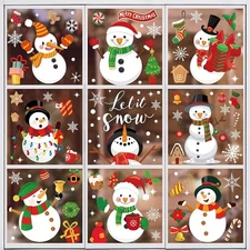 9 Sheet Christmas Snowman Window Decals Double-Sided Let it White, Multicolor 