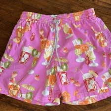 Vilbrequin Swim Suit Trunks Mens XXL Pink Floral Tropical Drinks Print  Shorts
