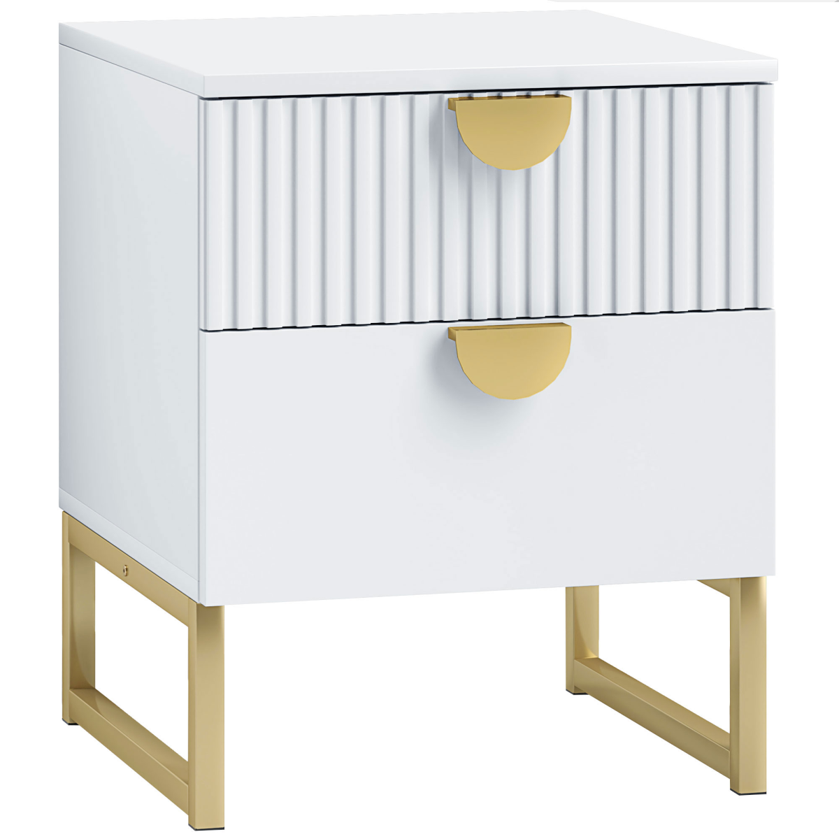 Rackhams White Bedside Table With 2 Drawers For Bedroom, Living Room, - Image 2