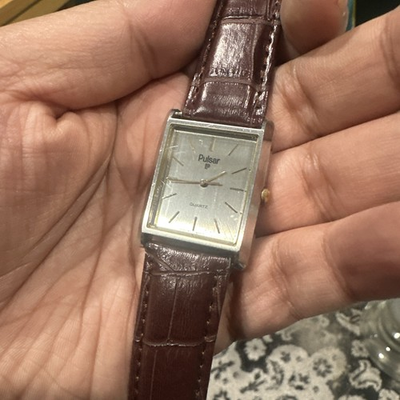 #ad Working Vintage 28mm Pulsar by Seiko Y561 5009 Gray W Silver Mens Tank Watch Run $59.99