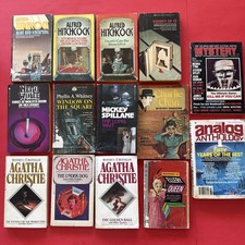 Vintage Paperback Mystery Novels Lot Of 14 Alfred Hitchcock Agatha Christie etc.