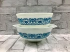 VTG PYREX 2pc Horizon Blue Cinderella Nesting Mixing Bowl Set 2.5 Qt