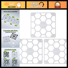140mm PC Fan Guard - Aluminum Grill Dust Filter Cover, 3 Pack, White Protective