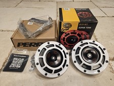 Pair Hella Supertone Horns White With Perrin Mounting Bracket. 18-25 Crosstrek