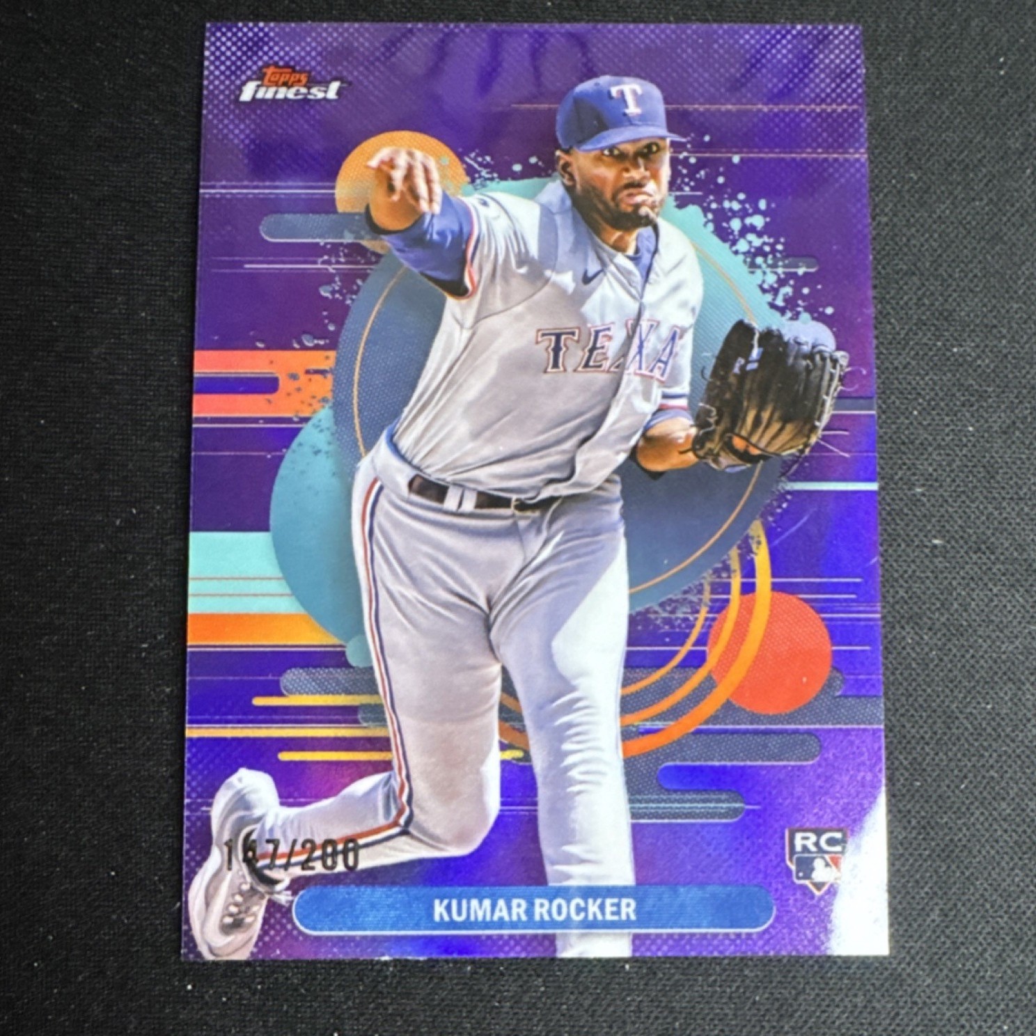 Topps Finest 2025 Kumar Rocker #121 Purple Refractor Rookie /200 Rangers