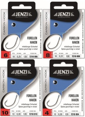 Jenzi High-Carbon Forellenhaken (120 cm)  gebunden