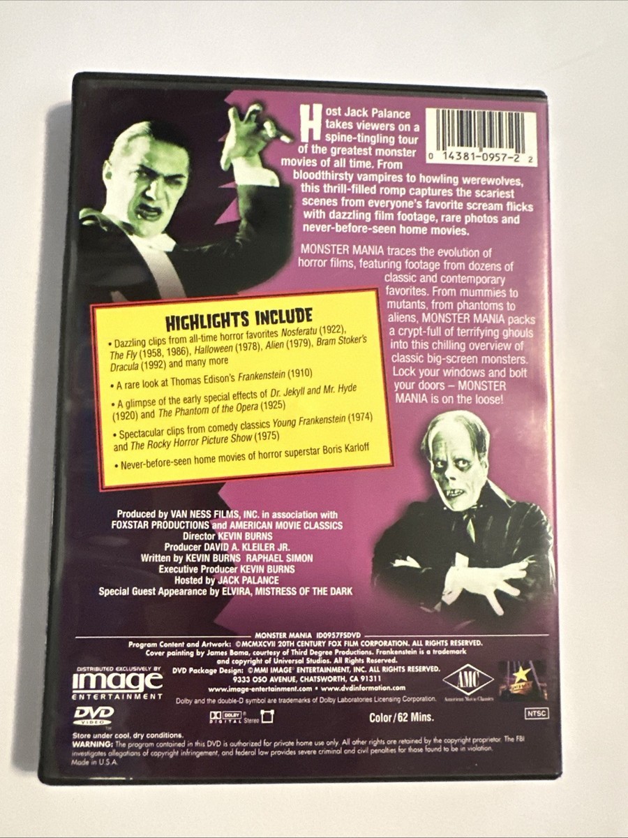 MONSTER MANIA #1 Kevin Burns Science Fiction Horror 2001 DVD JACK