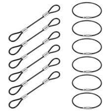 4" Safety Cable Lock 6 Pack 2mm Dia Braided Steel Coated Security Cable Black
