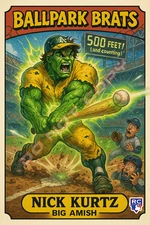 Nick Kurtz  as " Big Amish " (b) RC - BALLPARK BRATS Parody Art Card Oakland