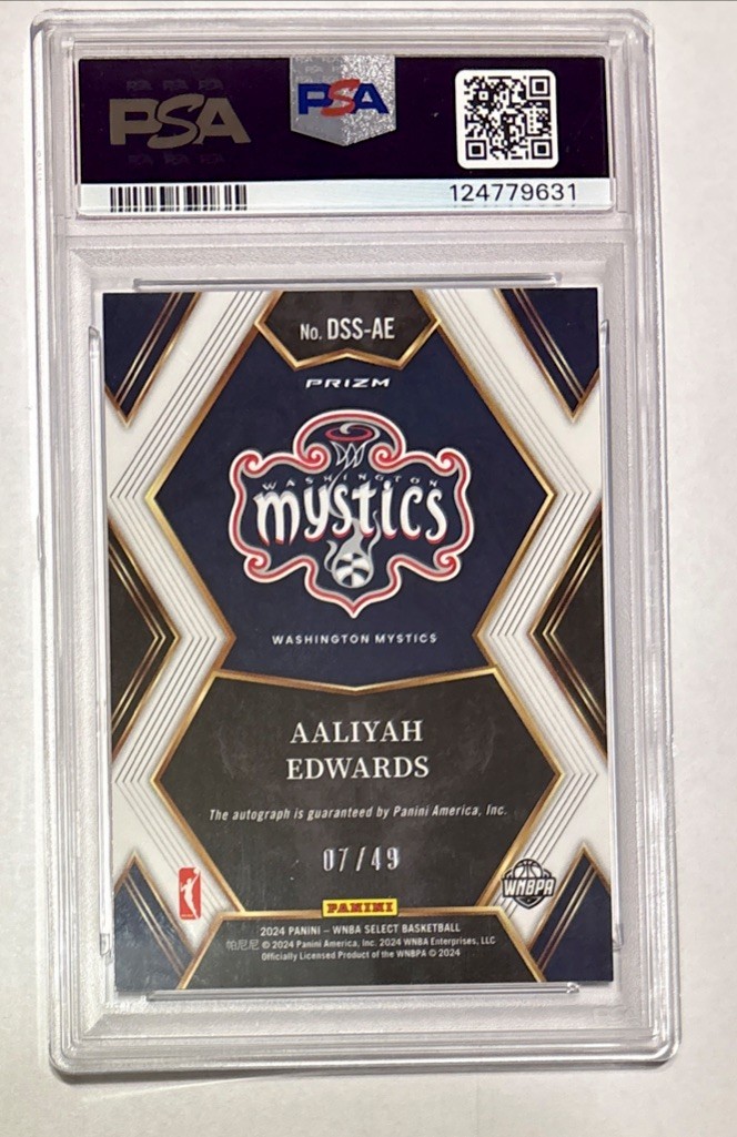 2024 Panini Select WNBA Draft Selections Aaliyah Edwards Prizm Auto /49 PSA 9 Mt view 4