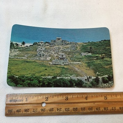 Postcard Mexico Tulum Mayan Ruins Aerial View Vintage